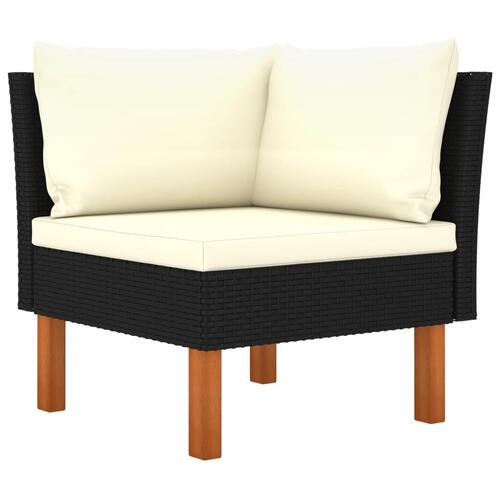 3-personers havesofa med hynder polyrattan sort