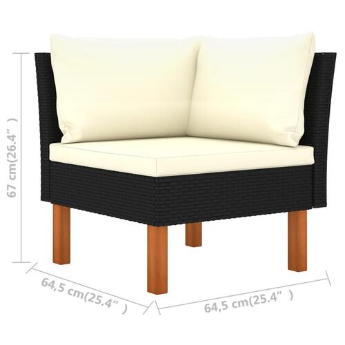3-personers havesofa med hynder polyrattan sort