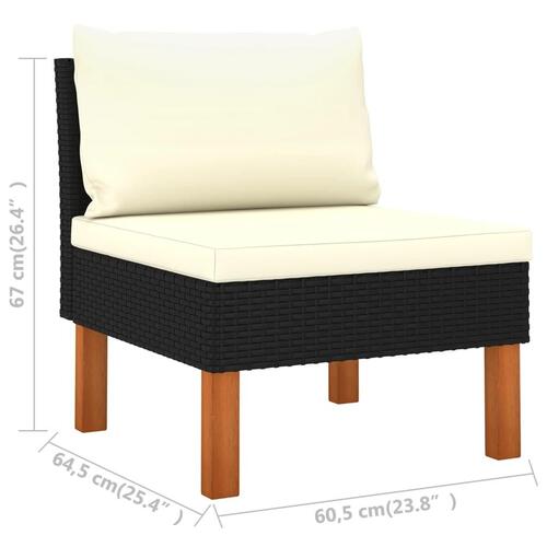3-personers havesofa med hynder polyrattan sort