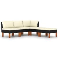 Loungesæt til haven 5 dele med hynder polyrattan sort