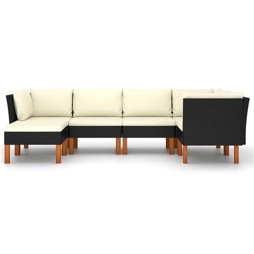Loungesæt til haven 6 dele med hynder polyrattan sort