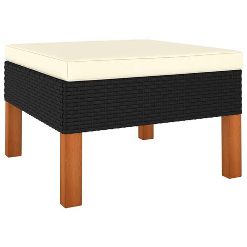 Loungesæt til haven 7 dele med hynder polyrattan sort