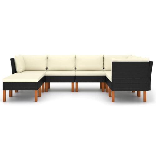 Loungesæt til haven 8 dele med hynder polyrattan sort