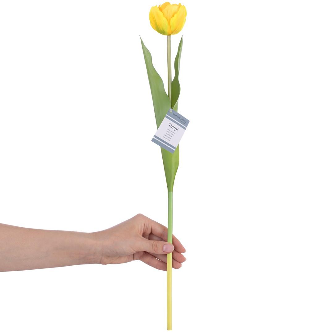 Kunstig tulipan gul - AmeliaHome Tulipi, moderne snitblomst 50 cm billede