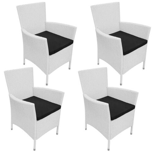 Havestole 4 stk. med hynder polyrattan cremefarvet