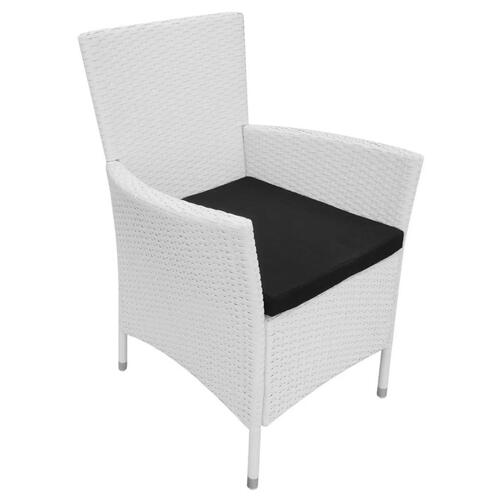 Havestole 4 stk. med hynder polyrattan cremefarvet