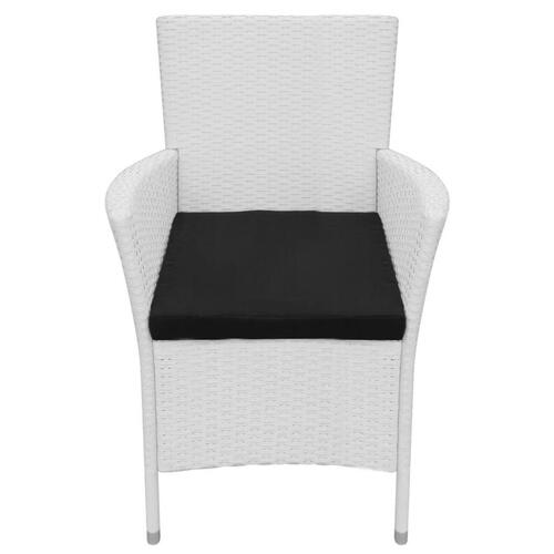 Havestole 4 stk. med hynder polyrattan cremefarvet