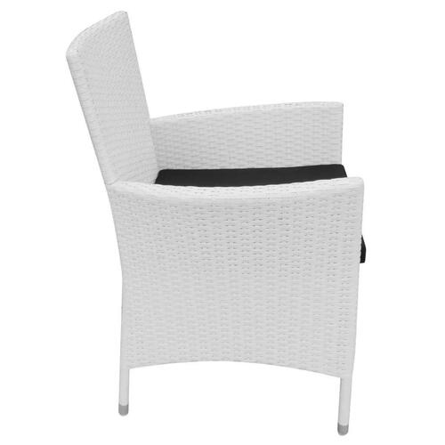 Havestole 4 stk. med hynder polyrattan cremefarvet