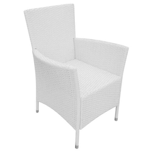 Havestole 4 stk. med hynder polyrattan cremefarvet