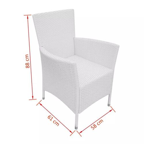 Havestole 4 stk. med hynder polyrattan cremefarvet