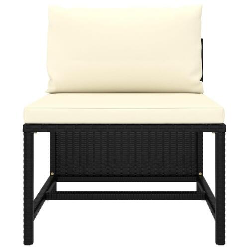Loungesæt til haven 6 dele med hynder polyrattan sort