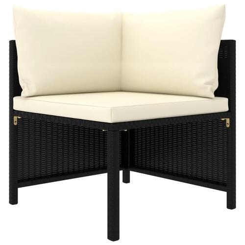 Haveloungesæt 6 dele med hynder polyrattan sort