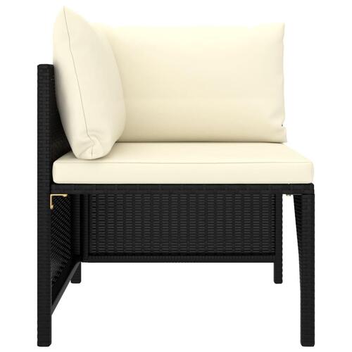 Haveloungesæt 6 dele med hynder polyrattan sort