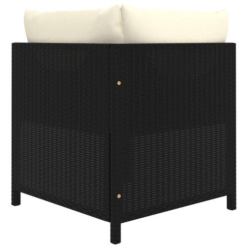 Haveloungesæt 6 dele med hynder polyrattan sort
