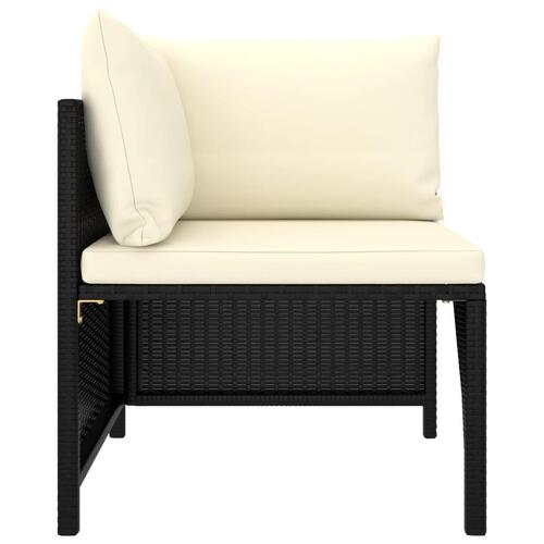 Haveloungesæt 7 dele med hynder polyrattan sort
