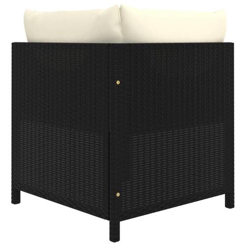Haveloungesæt 7 dele med hynder polyrattan sort