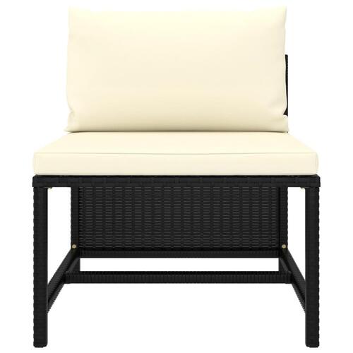 Haveloungesæt 7 dele med hynder polyrattan sort