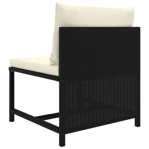 Haveloungesæt 7 dele med hynder polyrattan sort