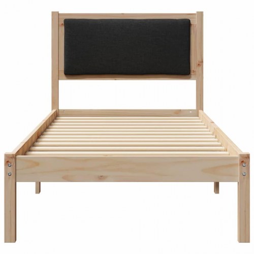 Sengestel med hovedgærde - sort, 80 × 190 cm, massiv fyrretræ
