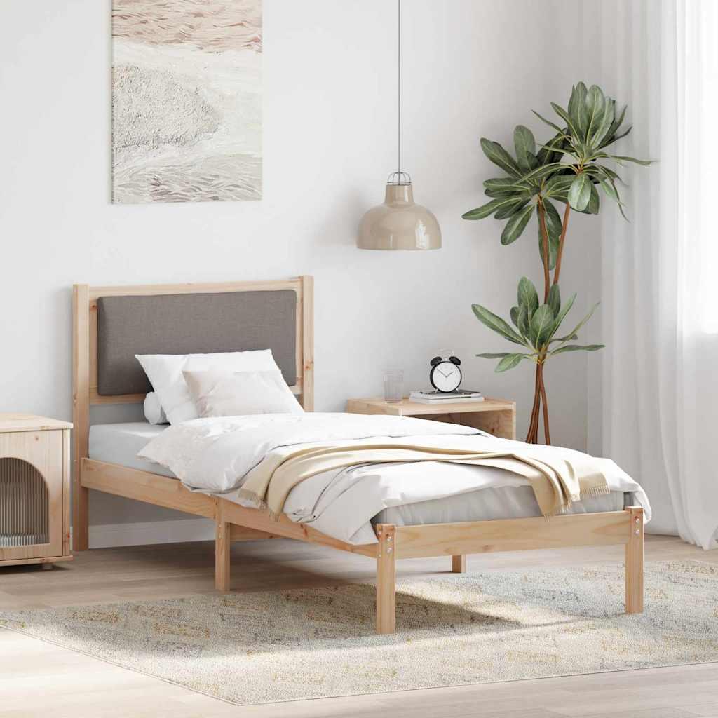 Sengestel med hovedgærde Gråbrun 80 x 200 cm Massiv fyrretræ billede