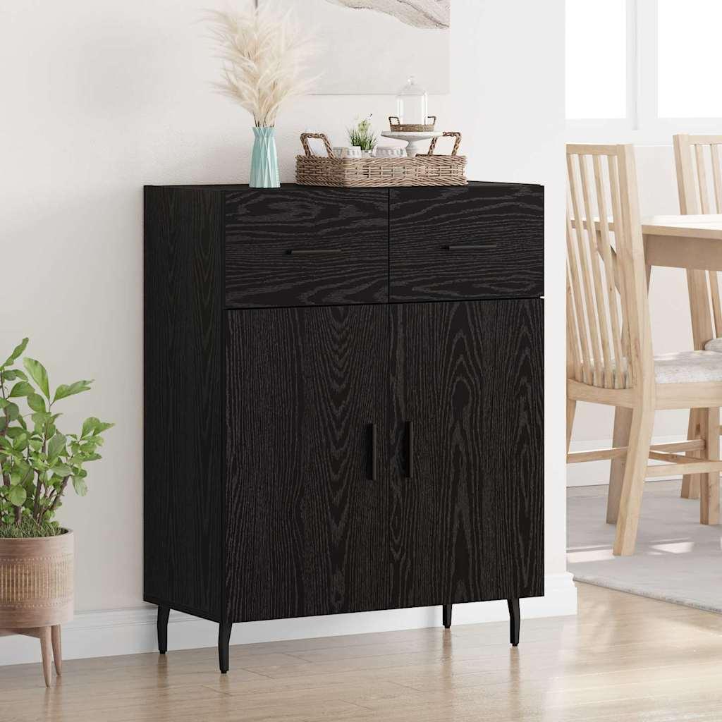 Sidebord med skuffe Sort eg 69,5 x 34 x 90 cm Konstrueret træ billede