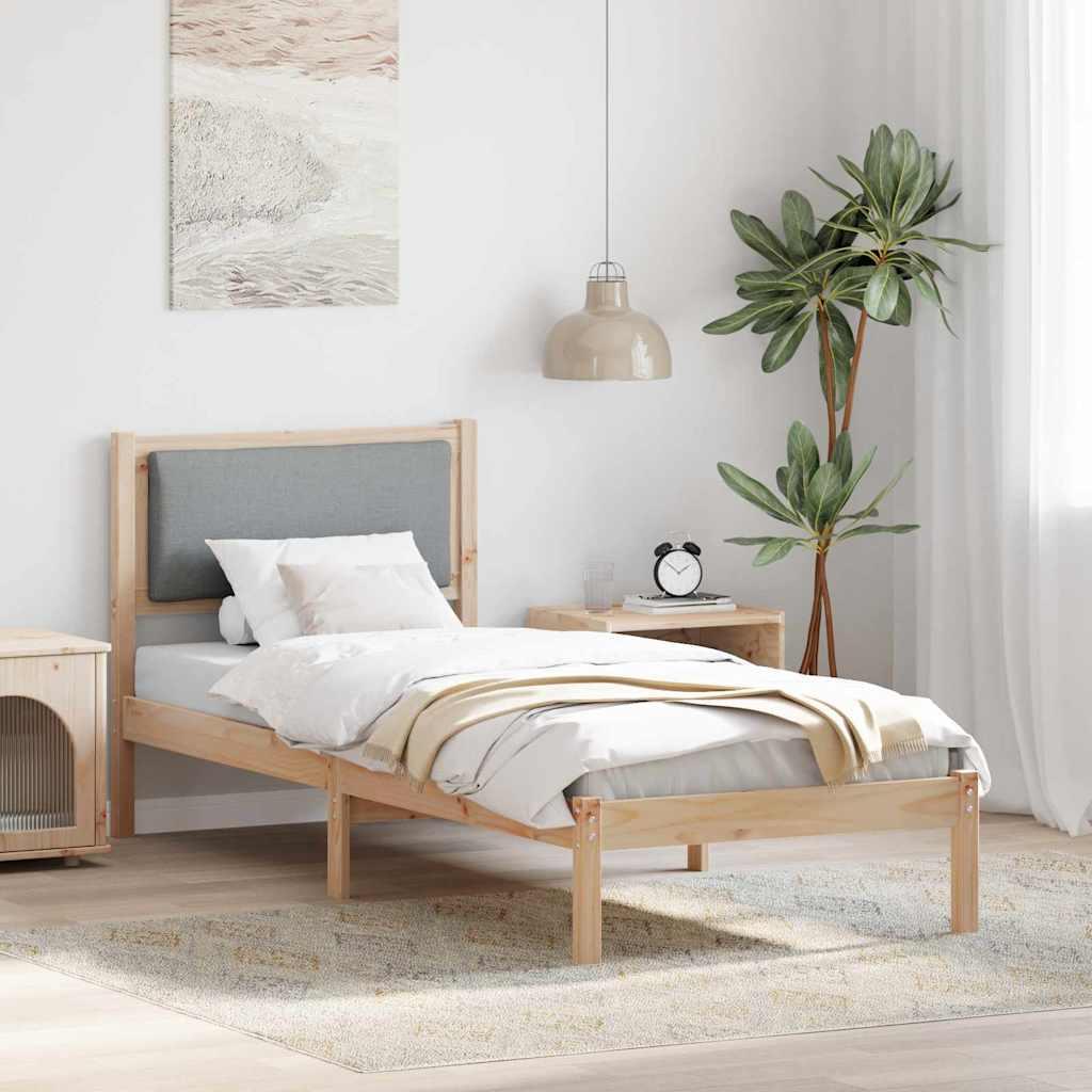 Sengestel med hovedgærde Lysegrå 80 x 200 cm Massiv fyrretræ billede