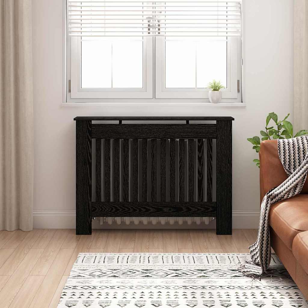 Radiatorcover Sort eg 112 x 19 x 81,5 cm Konstrueret træ billede
