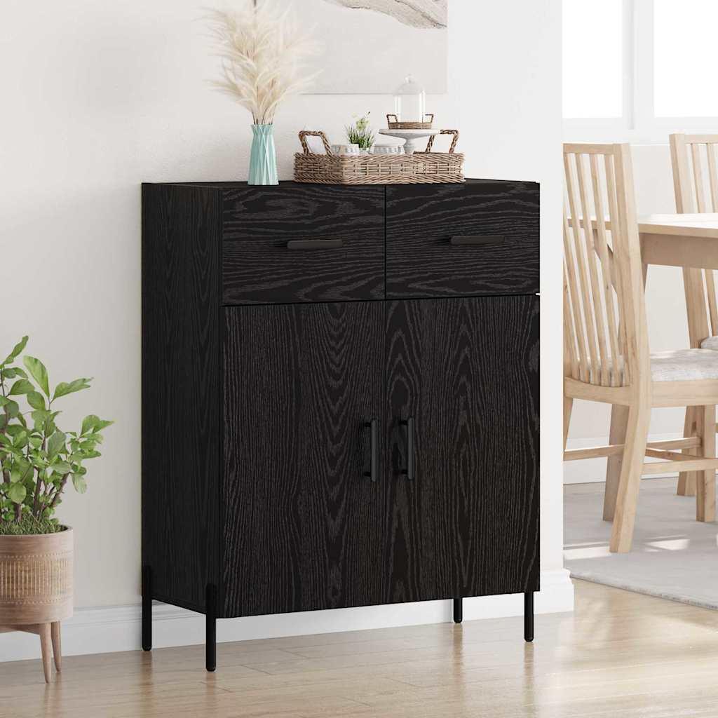 Sidebord med skuffe Sort eg 69,5 x 34 x 90 cm Konstrueret træ billede