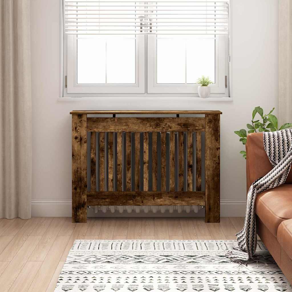 Radiatorcover Røget eg 112 x 19 x 81,5 cm Konstrueret træ billede