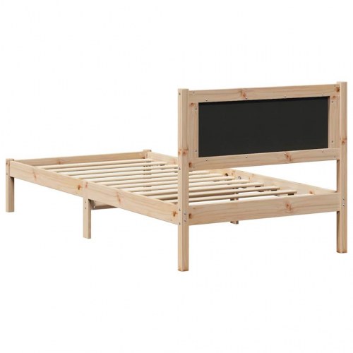 Sengestel med hovedgærde mørkegrå 90 x 200 cm massiv fyrretræ