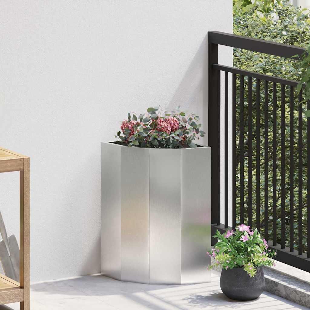 Hjørne Plantekasse Sølv 30 x 30 x 50 cm Rustfrit stål billede