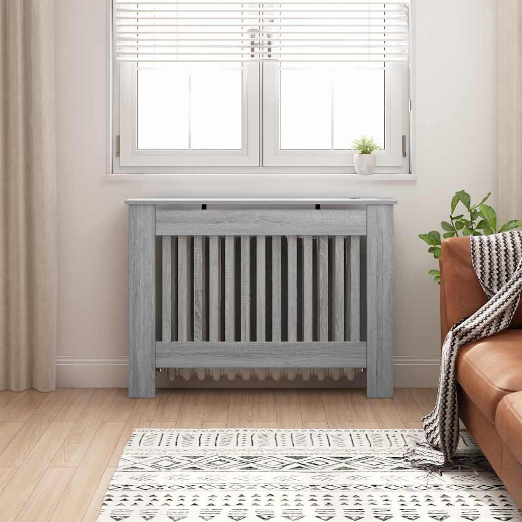 Radiatorcover Grå Sonoma 112 x 19 x 81,5 cm Konstrueret træ billede