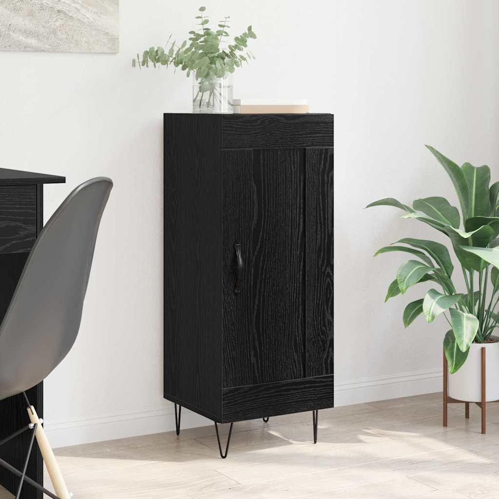 Sidebord Sort eg 34,5 x 34 x 90 cm Ingeniørt træ og jern billede