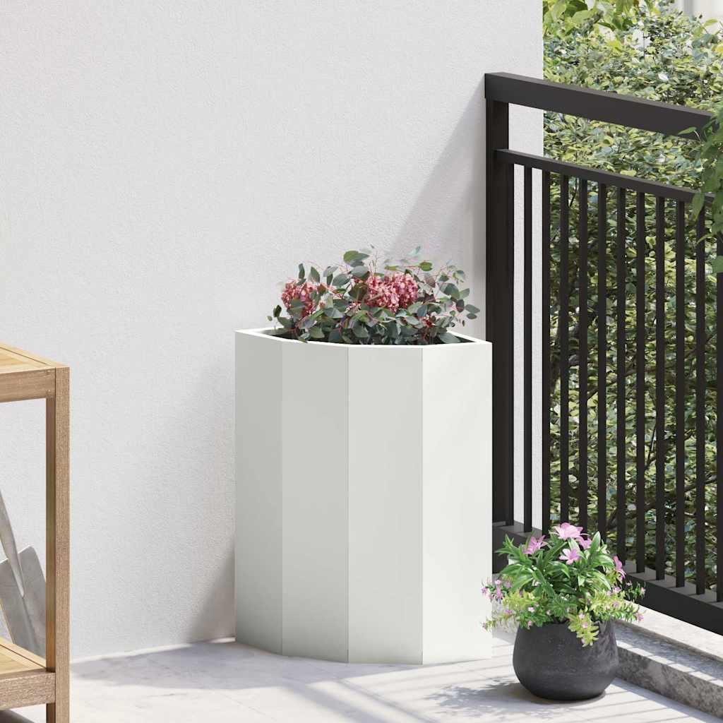 Hjørne Plantekasse Hvid 30 x 30 x 50 cm Stål billede