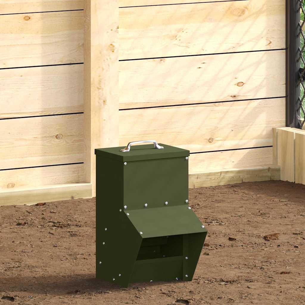 Hønsefoder Oliven grøn 20 x 25 x 35 cm Koldvalset Stål billede