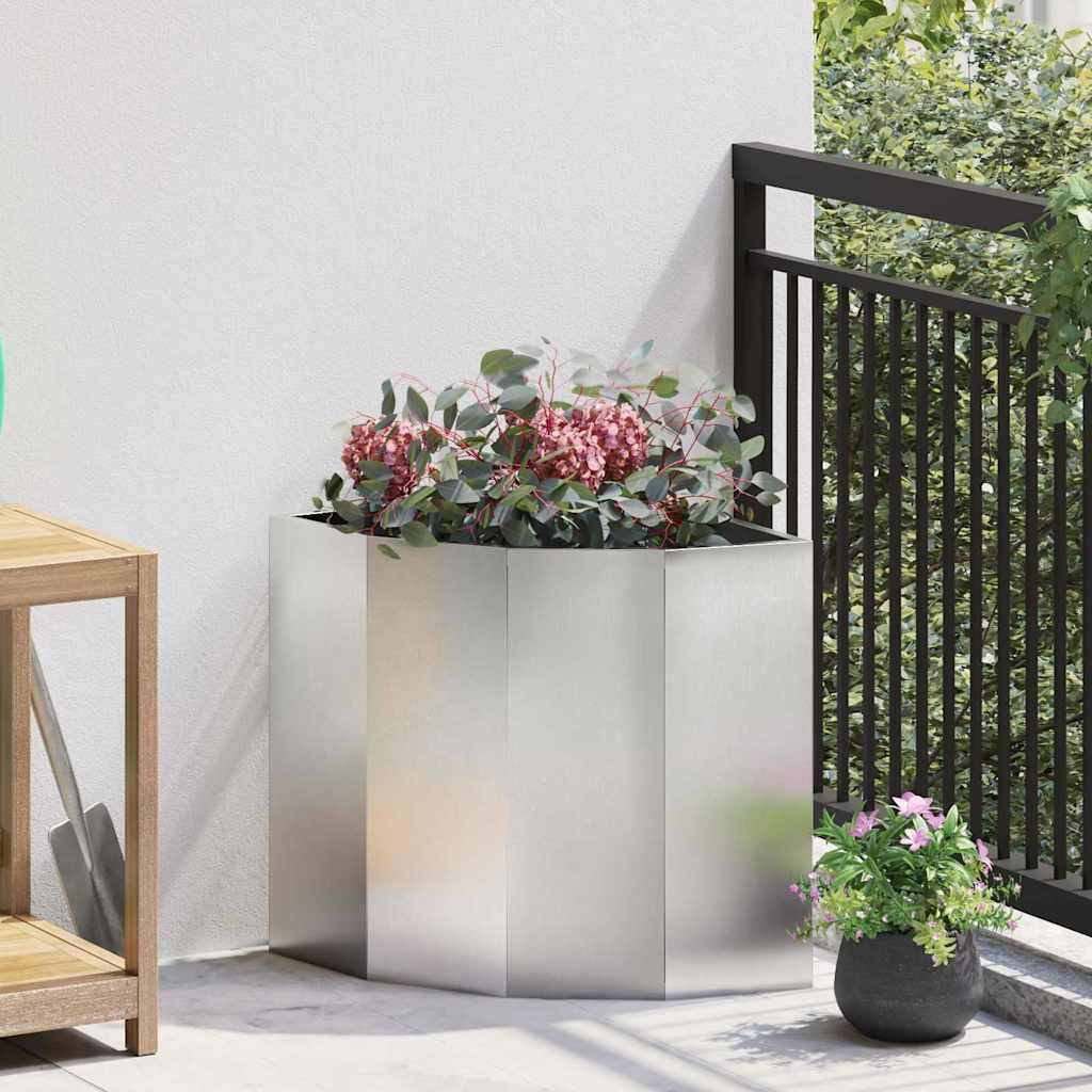 Hjørne Plantekasse Sølv 45 x 45 x 50 cm Rustfrit stål billede