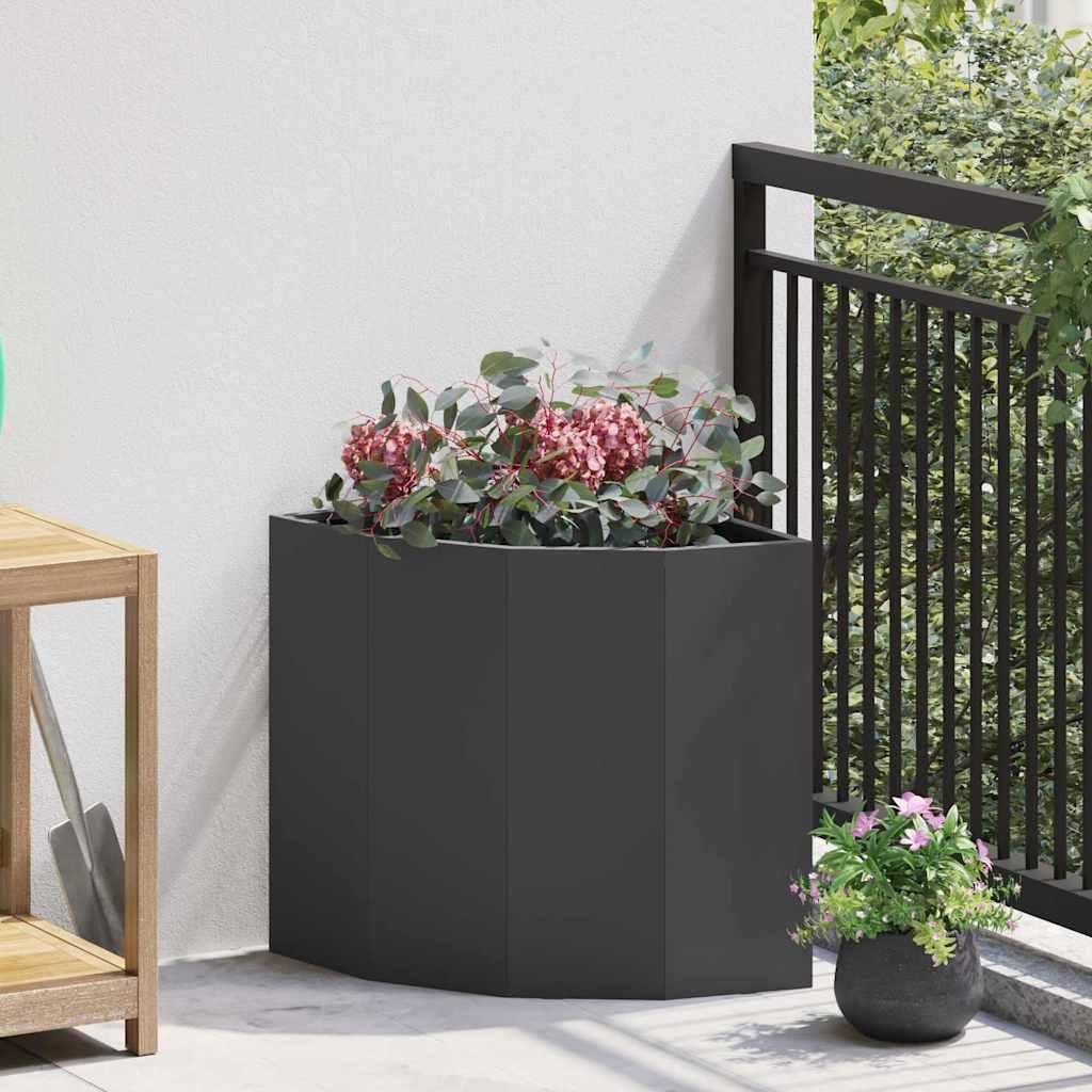 Hjørne Plantekasse Sort 45 x 45 x 50 cm Stål billede