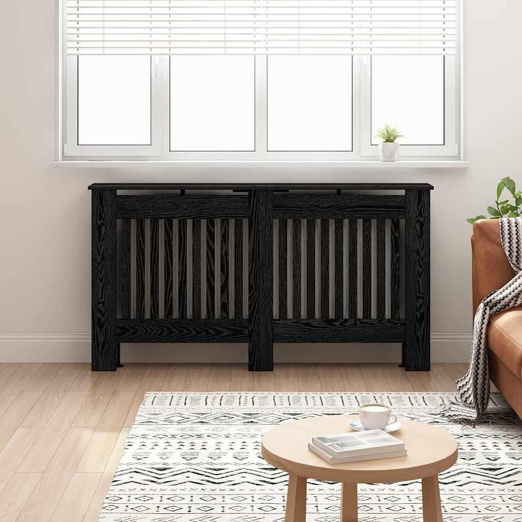 Radiatorcover Sort eg 152 x 19 x 81,5 cm Konstrueret træ billede