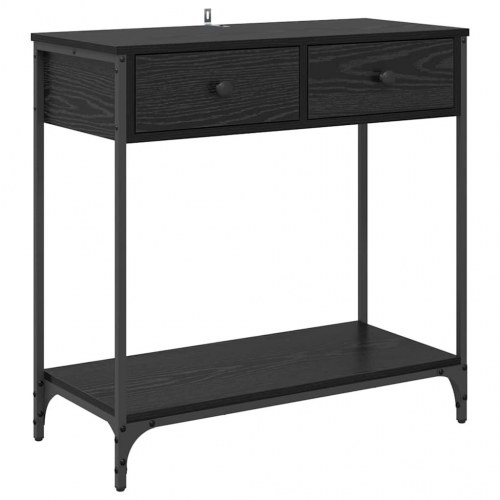Konsolbord med skuffer - sort eg, 75 × 34,5 × 75 cm i konstrueret træ