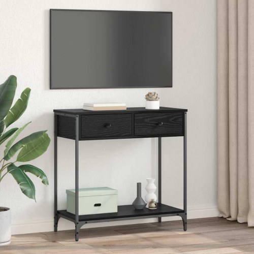 Konsolbord med skuffer - sort eg, 75 × 34,5 × 75 cm i konstrueret træ