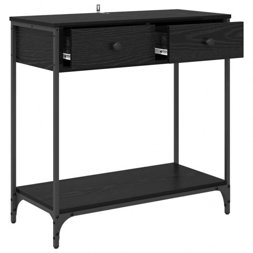 Konsolbord med skuffer - sort eg, 75 × 34,5 × 75 cm i konstrueret træ