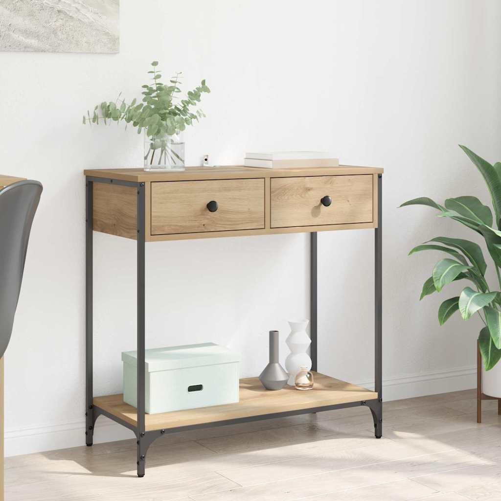 Konsolbord Artisan Egetræ 75 x 34,5 x 75 cm Konstrueret træ billede