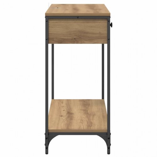Konsolbord i artisan egetræ - 75 × 34,5 × 75 cm med skuffer og hylde