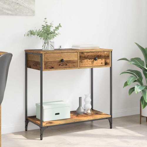 Konsolbord i gammelt trælook 75 × 34,5 × 75 cm - konstrueret træ, industriel stil