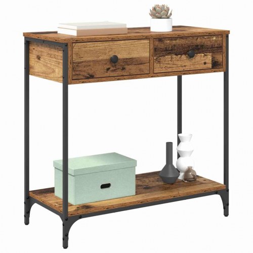 Konsolbord i gammelt trælook 75 × 34,5 × 75 cm - konstrueret træ, industriel stil