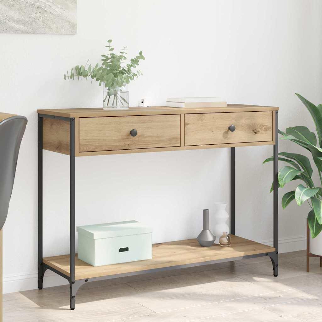 Konsolbord Artisan Egetræ 100 x 34,5 x 75 cm Konstrueret træ billede