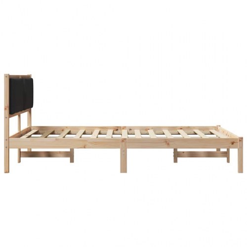 Sengestel med hovedgærde sort 140 x 190 cm - massiv fyr