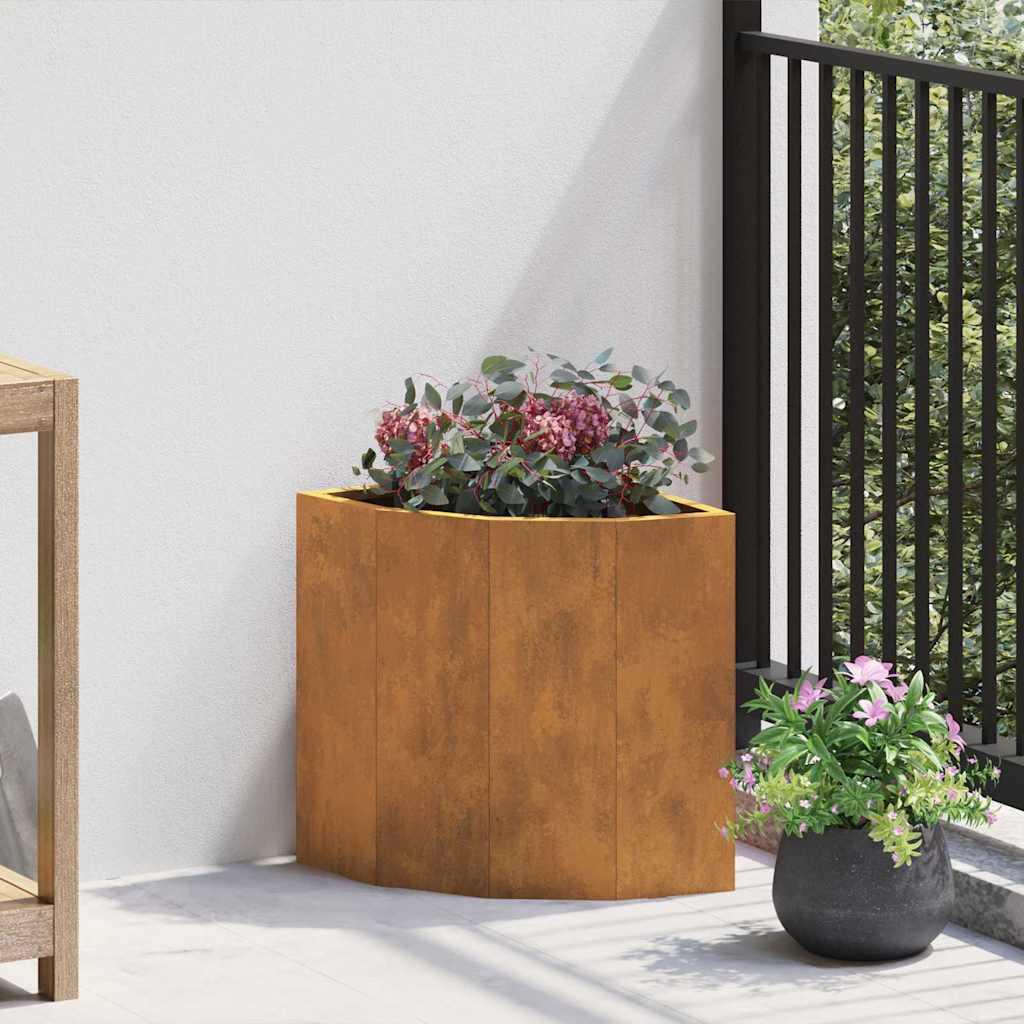 Hjørne Plantekasse Rusten 30 x 30 x 35 cm Forvitret stål billede