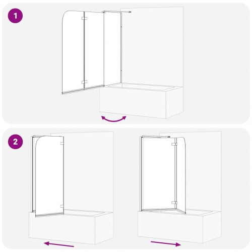 Badafskærmning Sort 120 x 67 x 129 cm Hærdet Glas og Aluminium