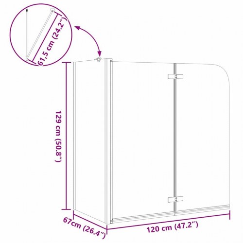 Badafskærmning Sort 120 x 67 x 129 cm Hærdet Glas og Aluminium